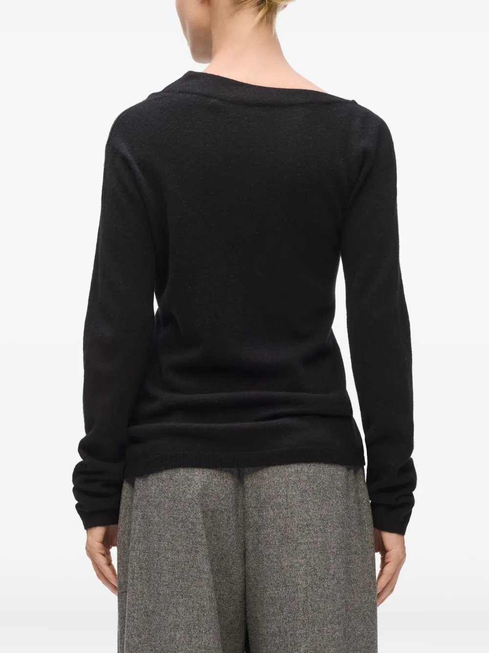 Karl Lagerfeld Kasjmier trui met asymmetrische hals Zwart