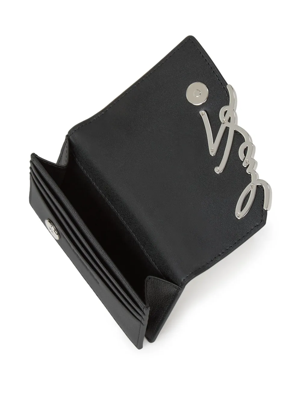 Karl Lagerfeld Leren portemonnee met kenmerkend logo Zwart