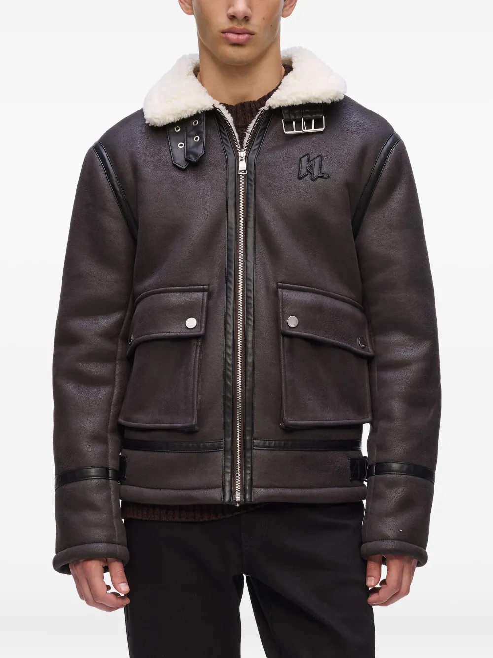 Karl Lagerfeld Lammy jack met monogram Bruin