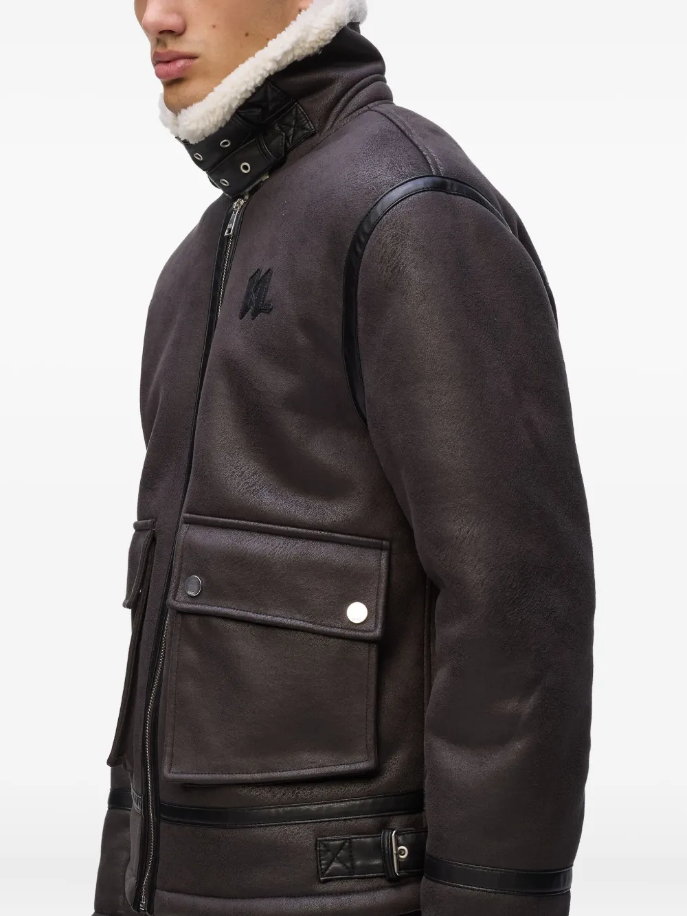 Karl Lagerfeld Lammy jack met monogram Bruin