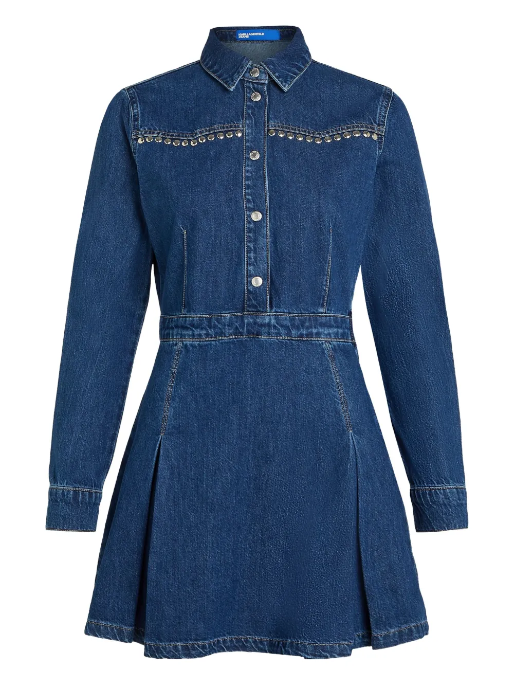 Karl Lagerfeld Jeans Pleated Stud-embellished Denim Dress In Multi