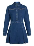 Karl Lagerfeld Jeans pleated stud-embellished denim dress - Blue