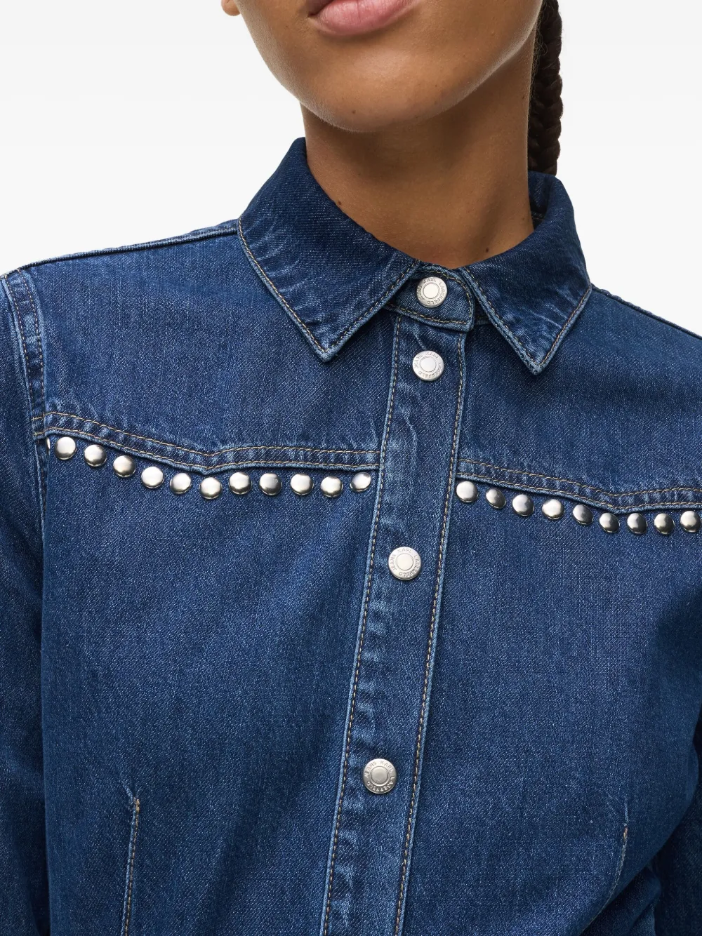 Karl Lagerfeld Jeans Pleated Stud-embellished Denim Dress In Multi