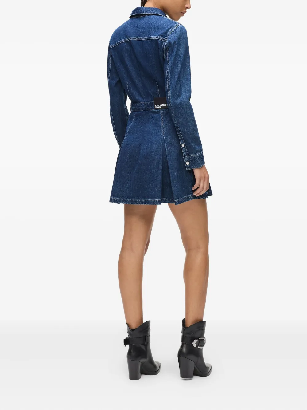 Karl Lagerfeld Jeans Pleated Stud-embellished Denim Dress In Multi