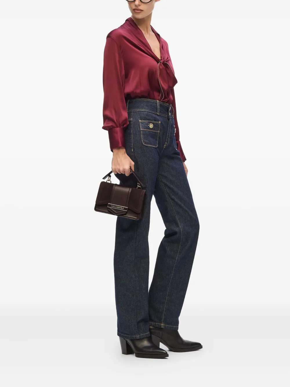 Karl Lagerfeld Kleine K Nova suède crossbodytas Bruin