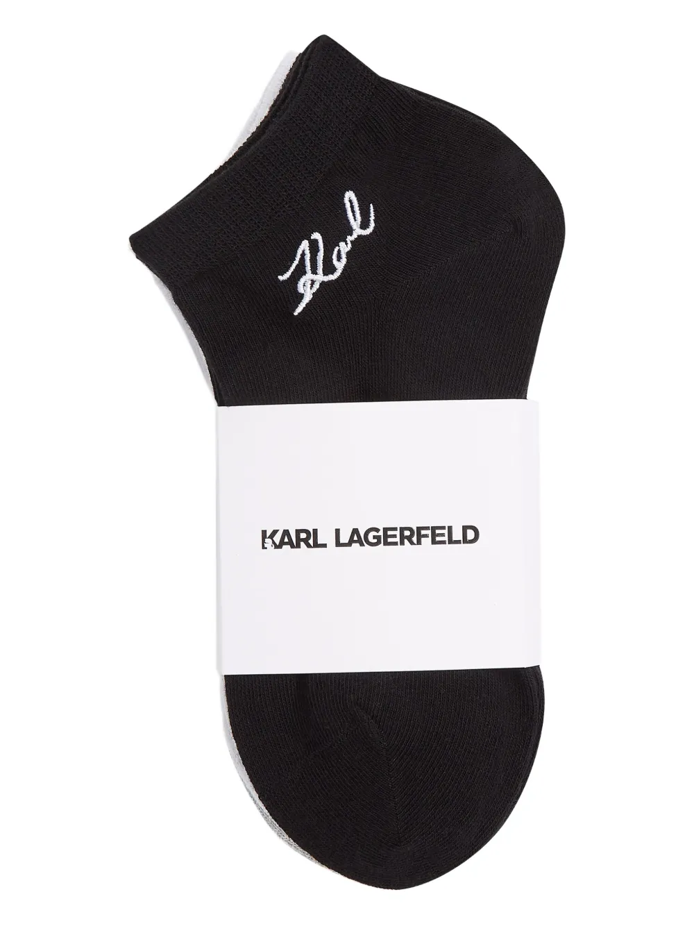 Karl Lagerfeld Vijf paar sokken met borduurwerk Zwart