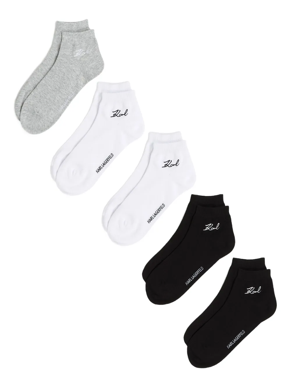Karl Lagerfeld set de cinco pares de calcetines bordados | negro | Image 1