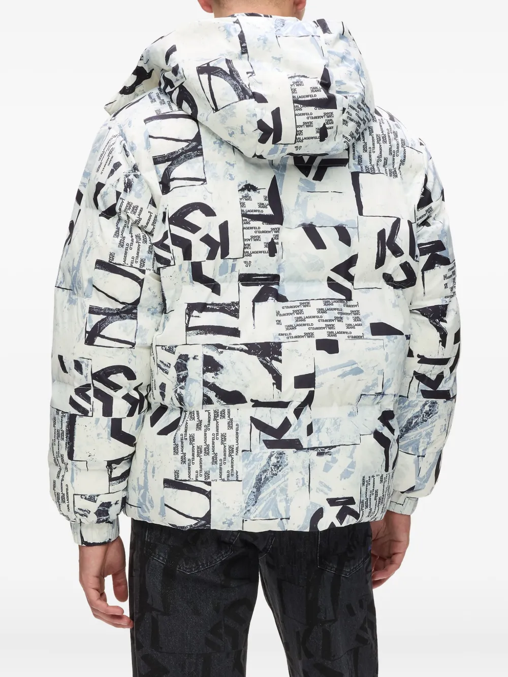 Karl Lagerfeld Jeans All-over Print Puffer Jacket In White
