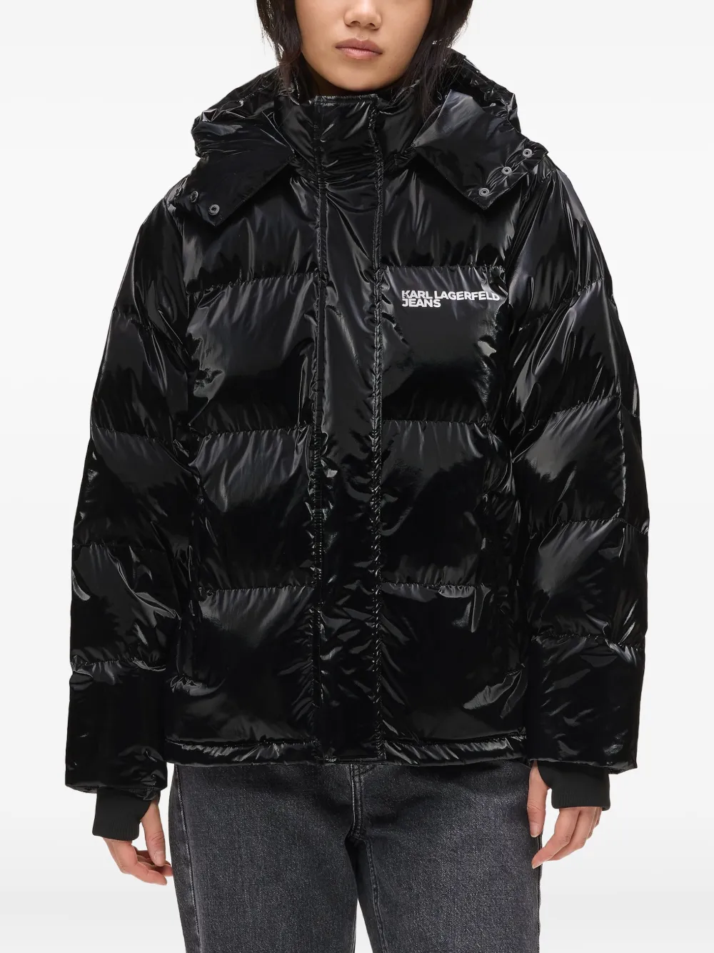 Karl Lagerfeld Jeans Donsjack met capuchon Zwart