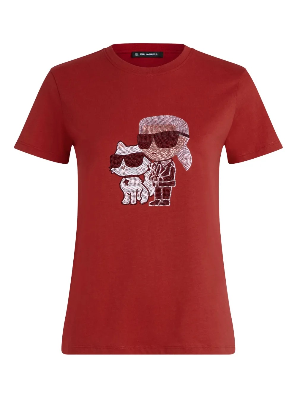 Karl Lagerfeld Rhinestone-embellished Choupette T-shirt In Red