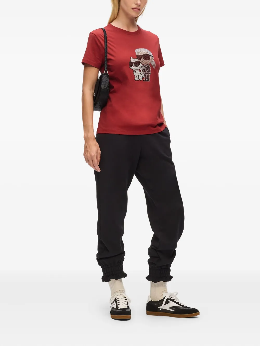 Karl Lagerfeld Rhinestone-embellished Choupette T-shirt In Red