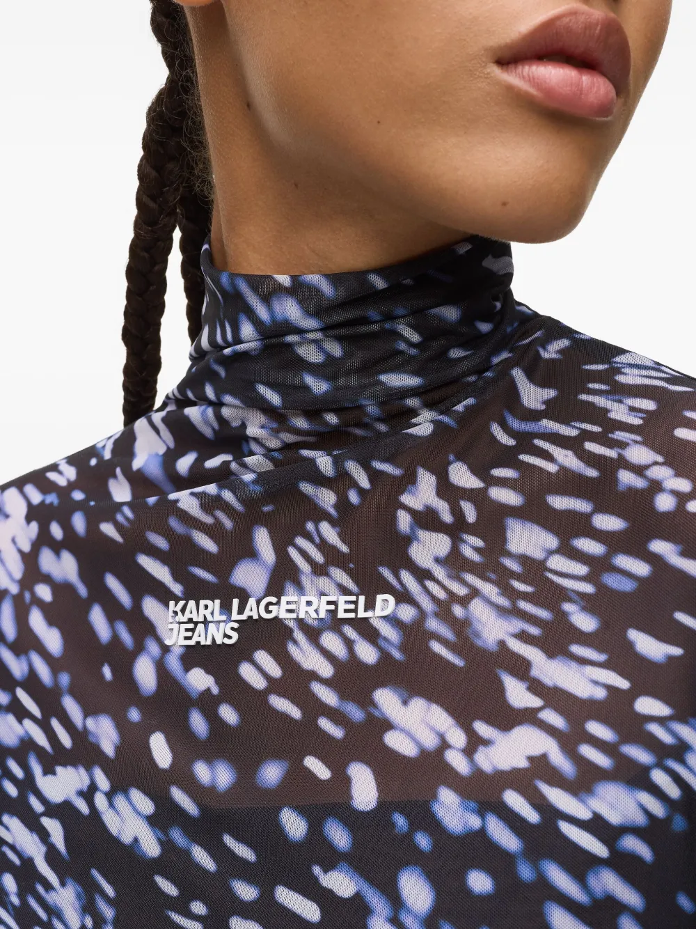 Karl Lagerfeld Jeans All-over-print Mesh Top In White