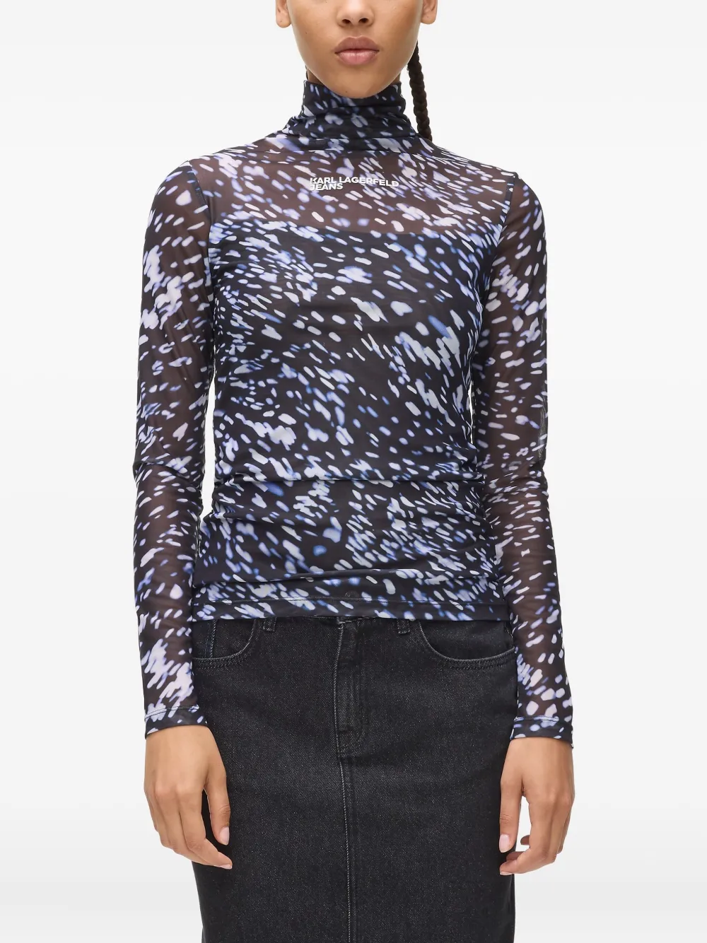 Karl Lagerfeld Jeans All-over-print Mesh Top In White