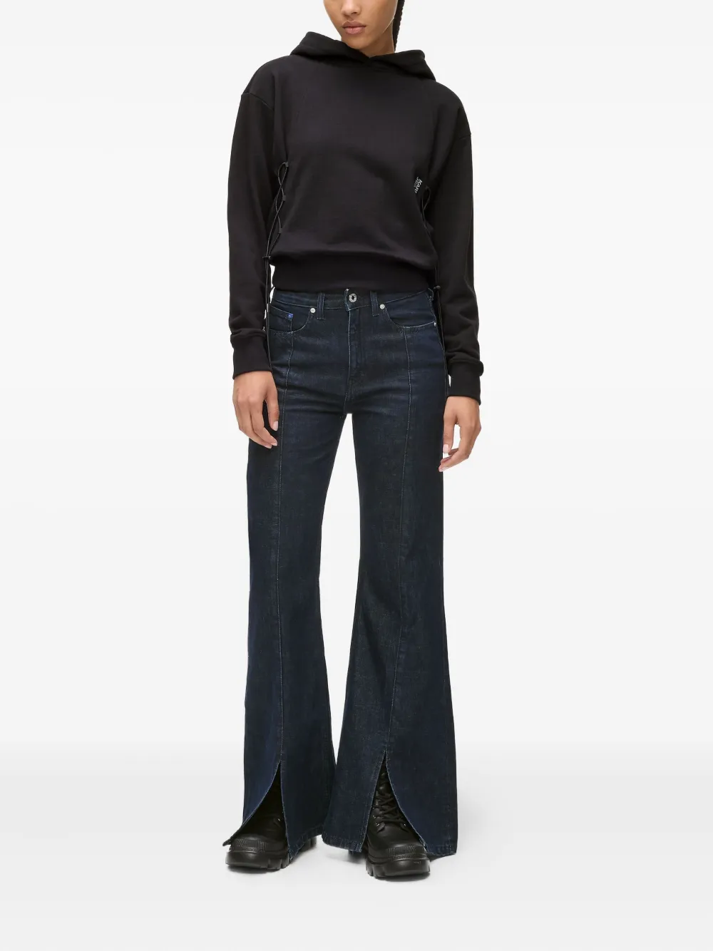 Karl Lagerfeld Jeans High waist jeans met split - Blauw