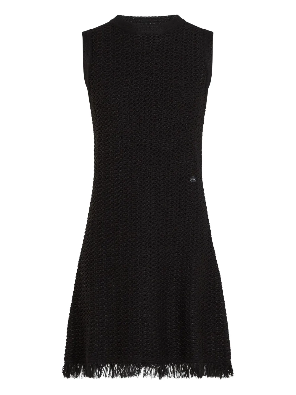 Karl Lagerfeld Fringed-hem Mini Dress In Black