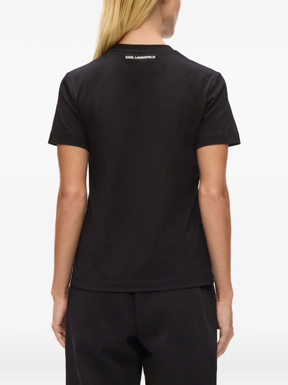 Karl Lagerfeld T-shirt met stras en cat-face Zwart
