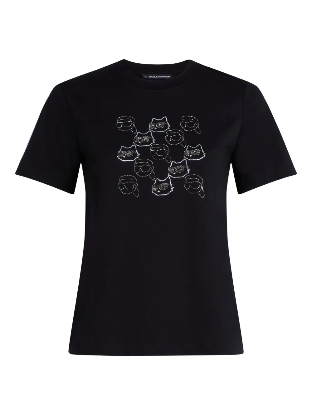 Karl Lagerfeld T-shirt met stras en cat-face Zwart