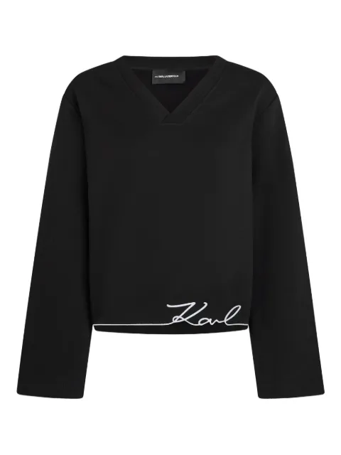 Karl Lagerfeld signature-hem v-neck sweater