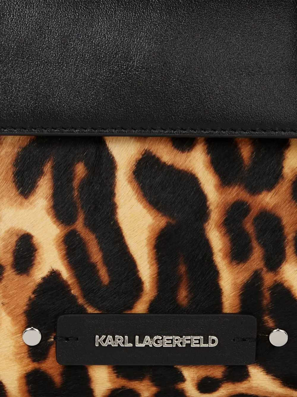 Karl Lagerfeld K Hardware kleine tas met handgreep en luipaardprint Zwart