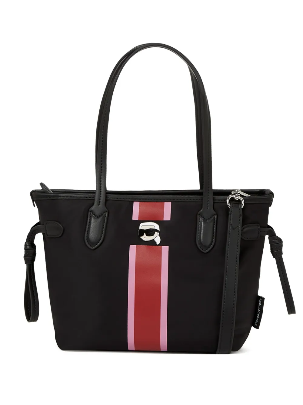 Karl Lagerfeld small Ikon stripe tote bag | Black | Image 1