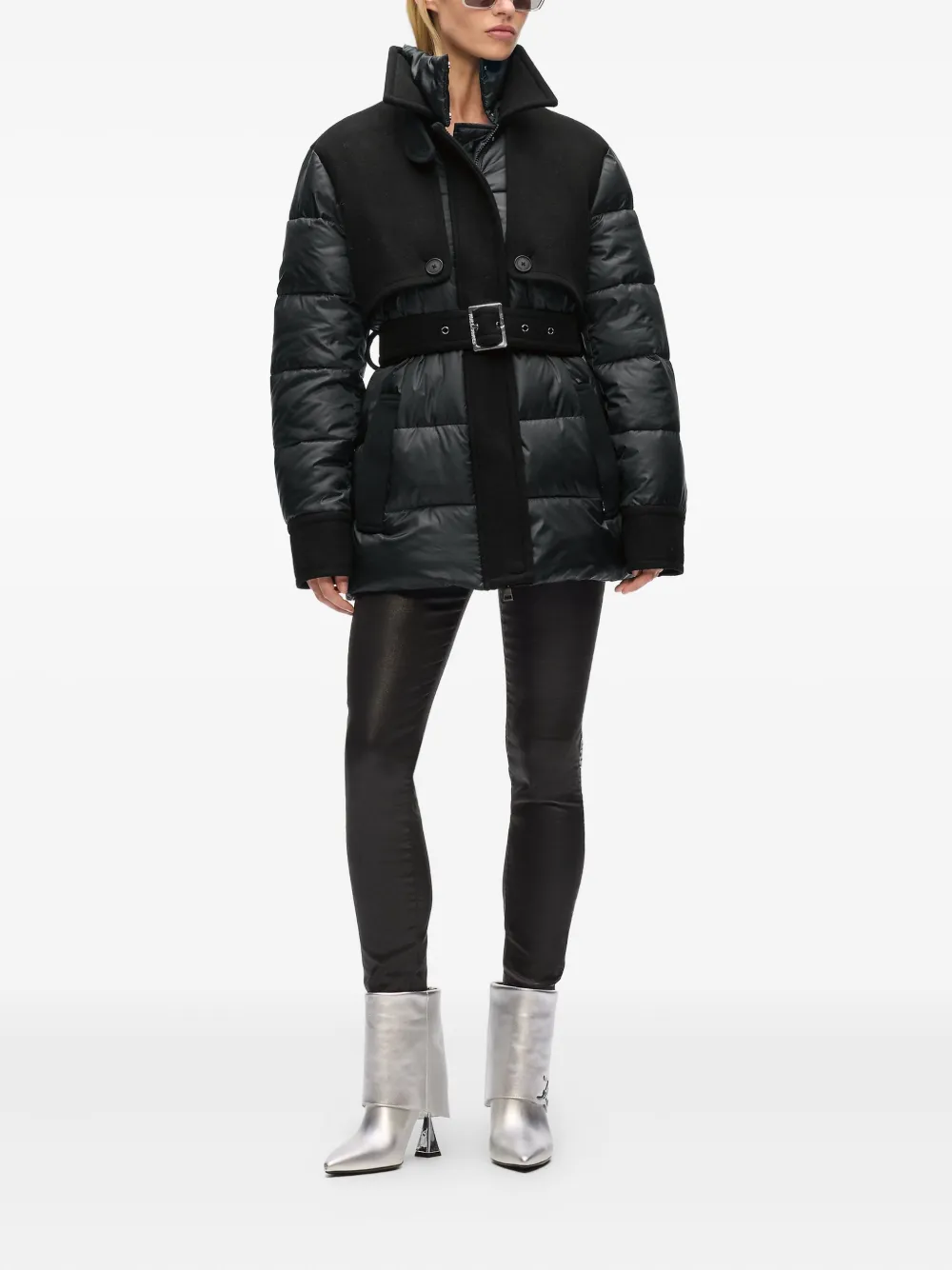 Karl Lagerfeld panelled belted padded coat | Single Breasted Coats | Image 2