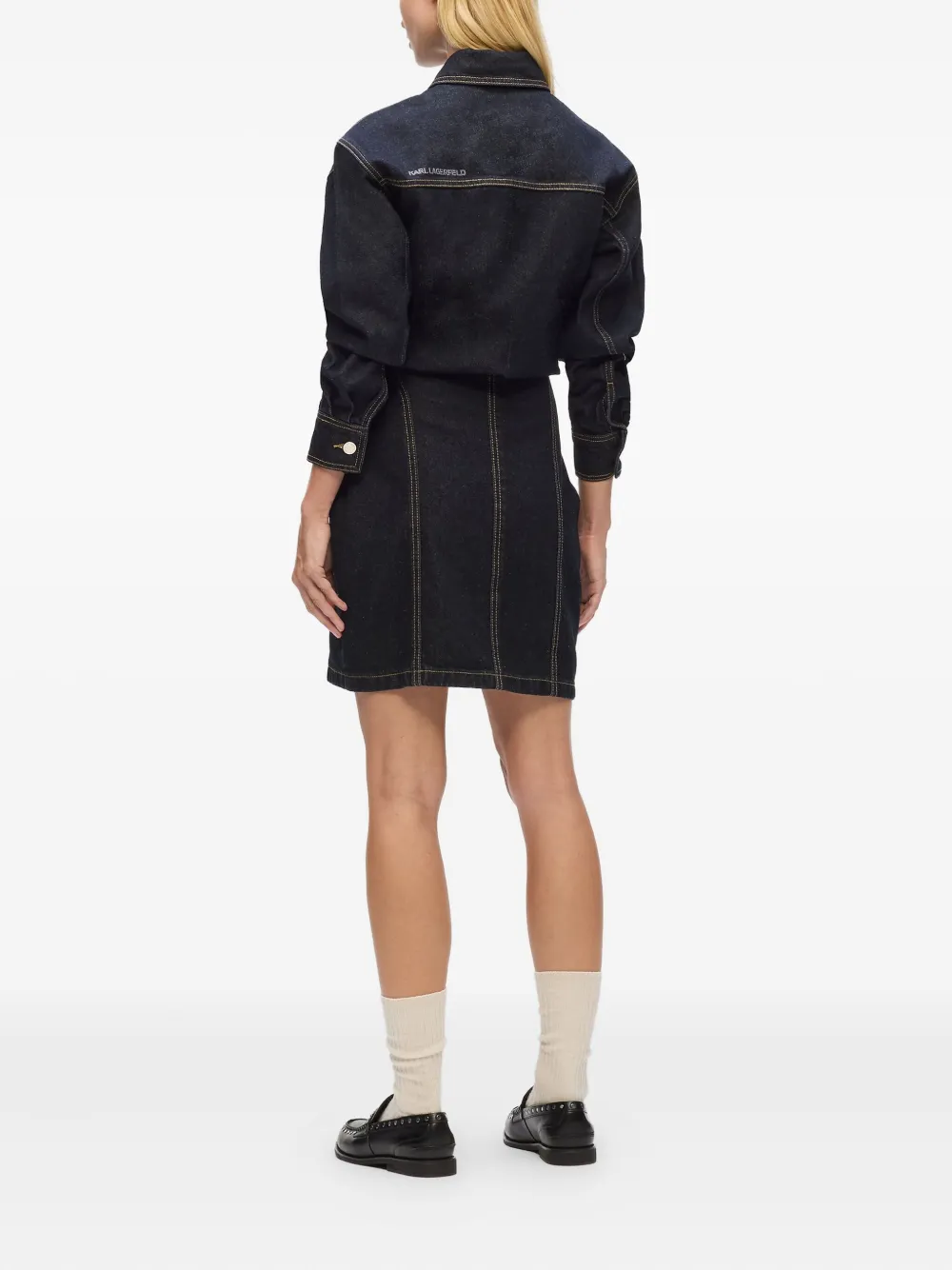 Karl Lagerfeld Logo-patch Denim Shirt Dress In Blue