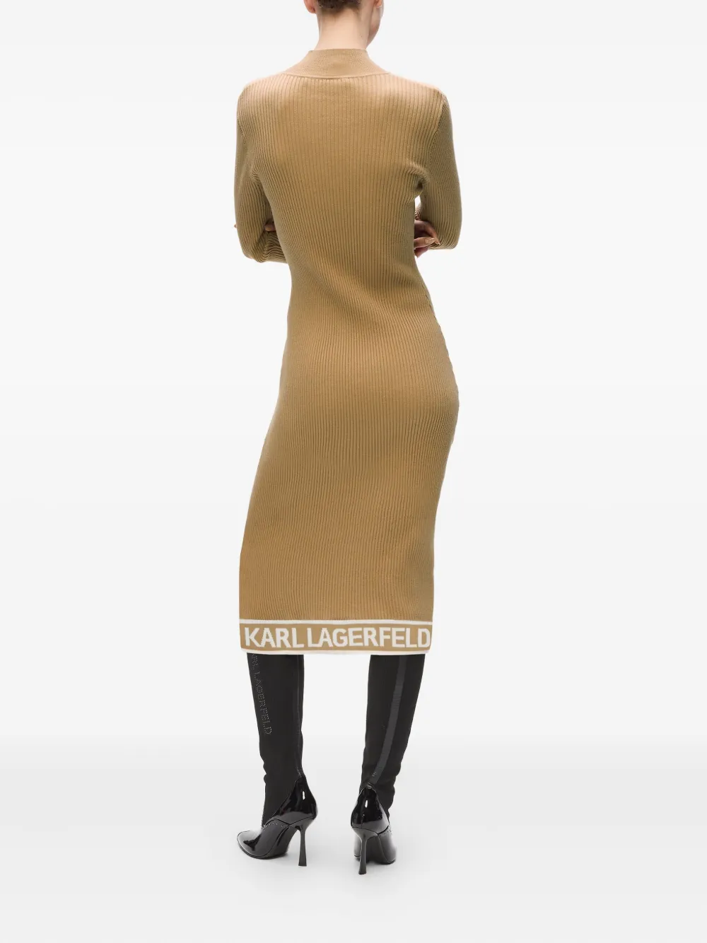 Karl Lagerfeld Jurk met logo afwerking Bruin