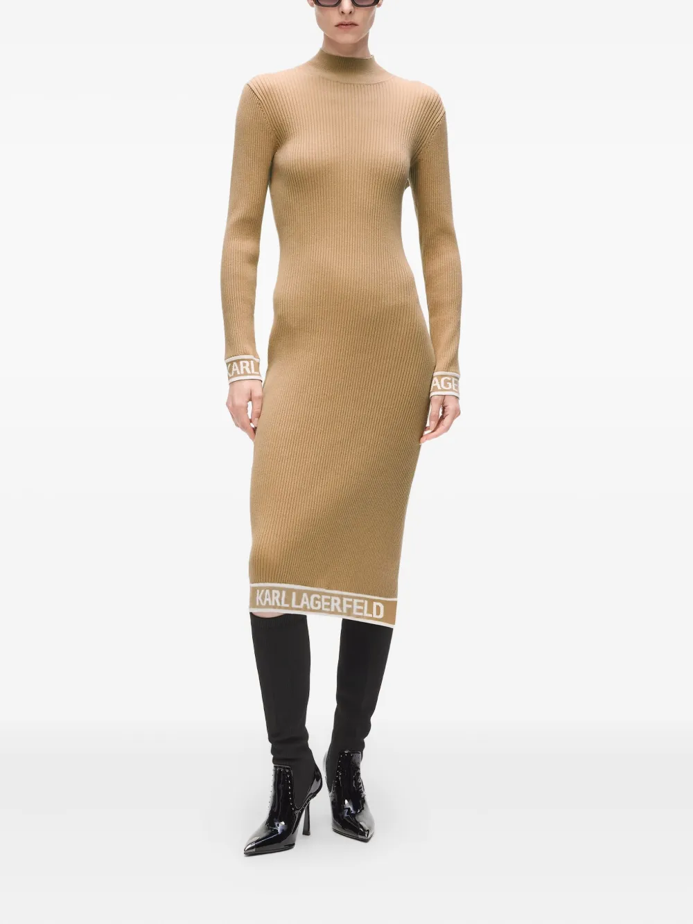Karl Lagerfeld Jurk met logo afwerking - Bruin