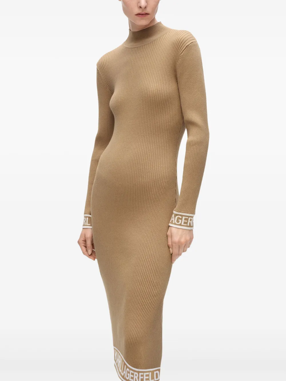 Karl Lagerfeld Jurk met logo afwerking Bruin