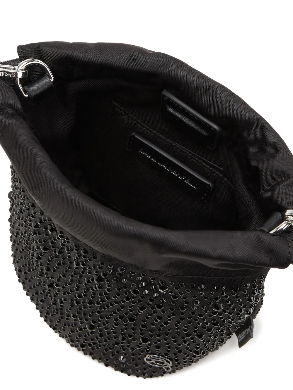Karl Lagerfeld Ikon kleine bucket-tas met stras Zwart