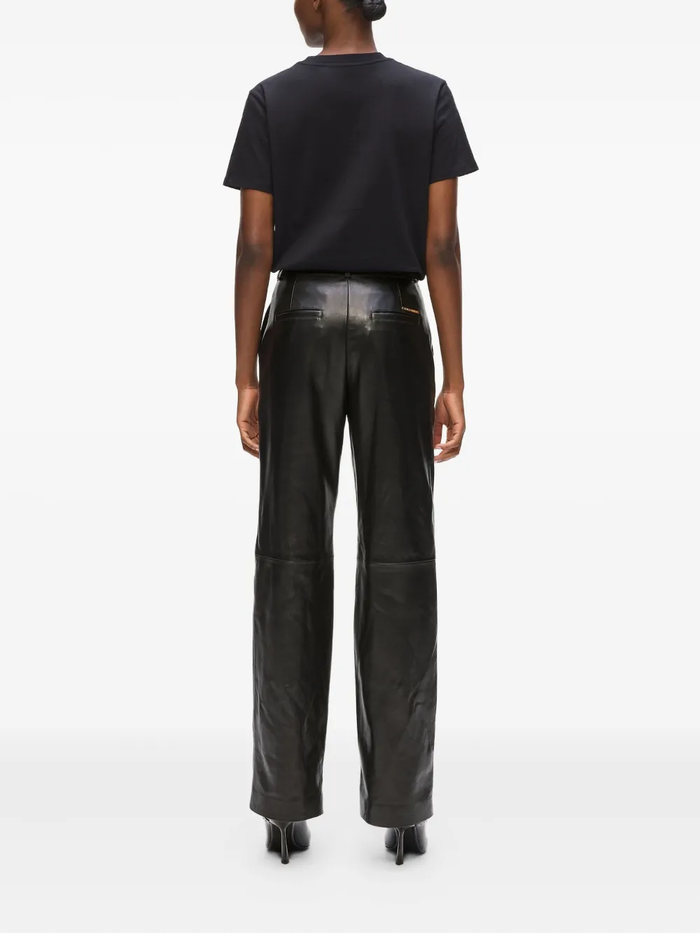 Karl Lagerfeld Leren broek met logo Zwart