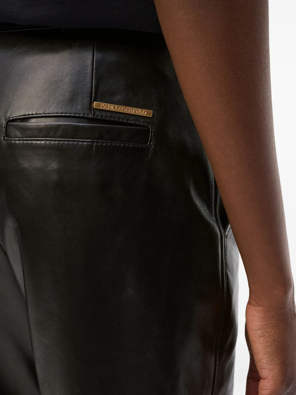 Karl Lagerfeld Leren broek met logo Zwart