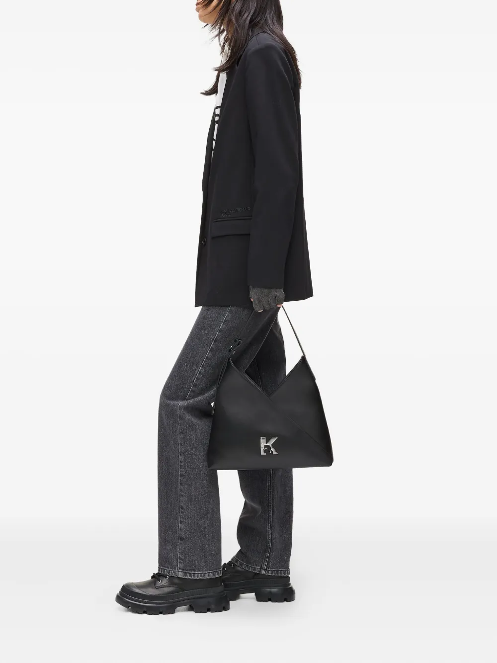 Karl Lagerfeld Jeans Shopper met logoplakkaat - Zwart