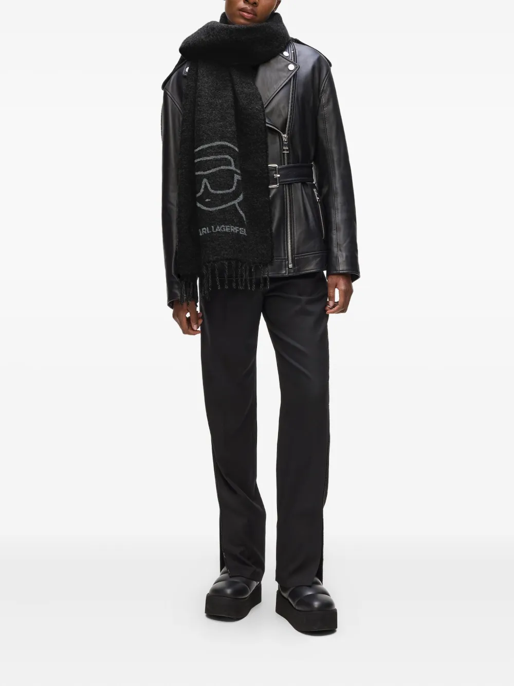 Karl Lagerfeld Sjaal met jacquard-logo Zwart