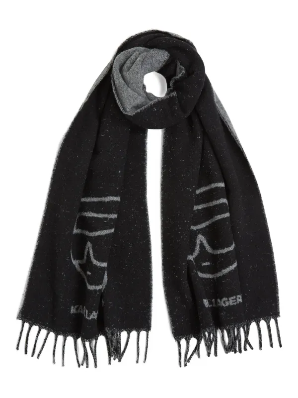 Karl Lagerfeld jacquard-logo Scarf Black FARFETCH BH