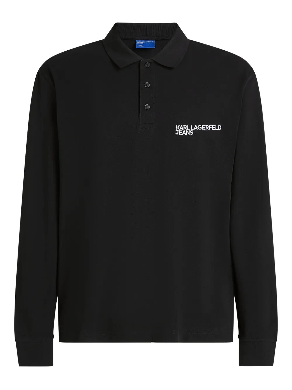 Karl Lagerfeld Jeans long-sleeve pique polo shirt | Black | Image 1