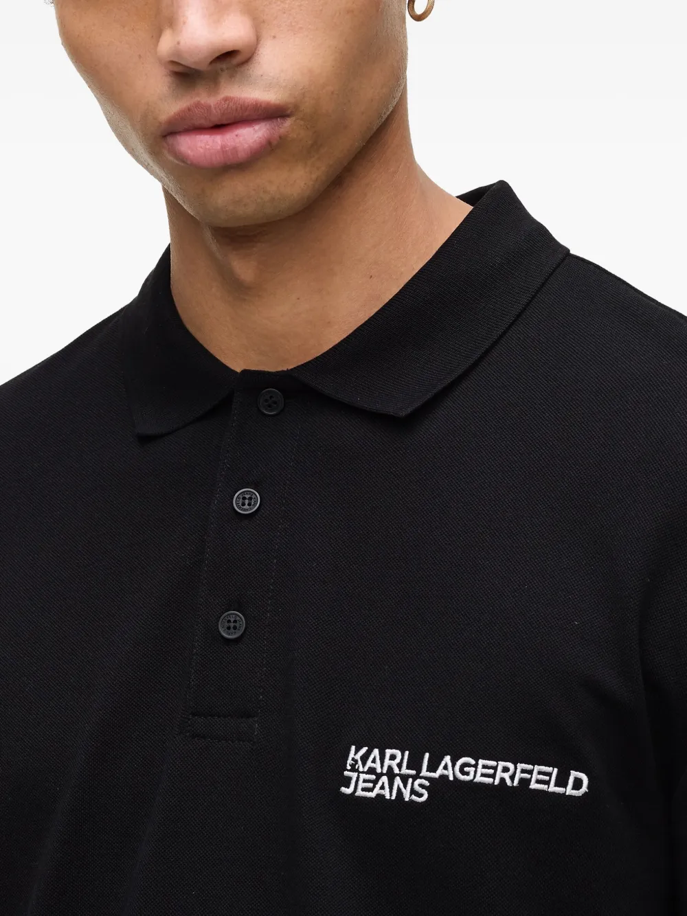 Karl Lagerfeld Jeans Piqué poloshirt met lange mouwen Zwart