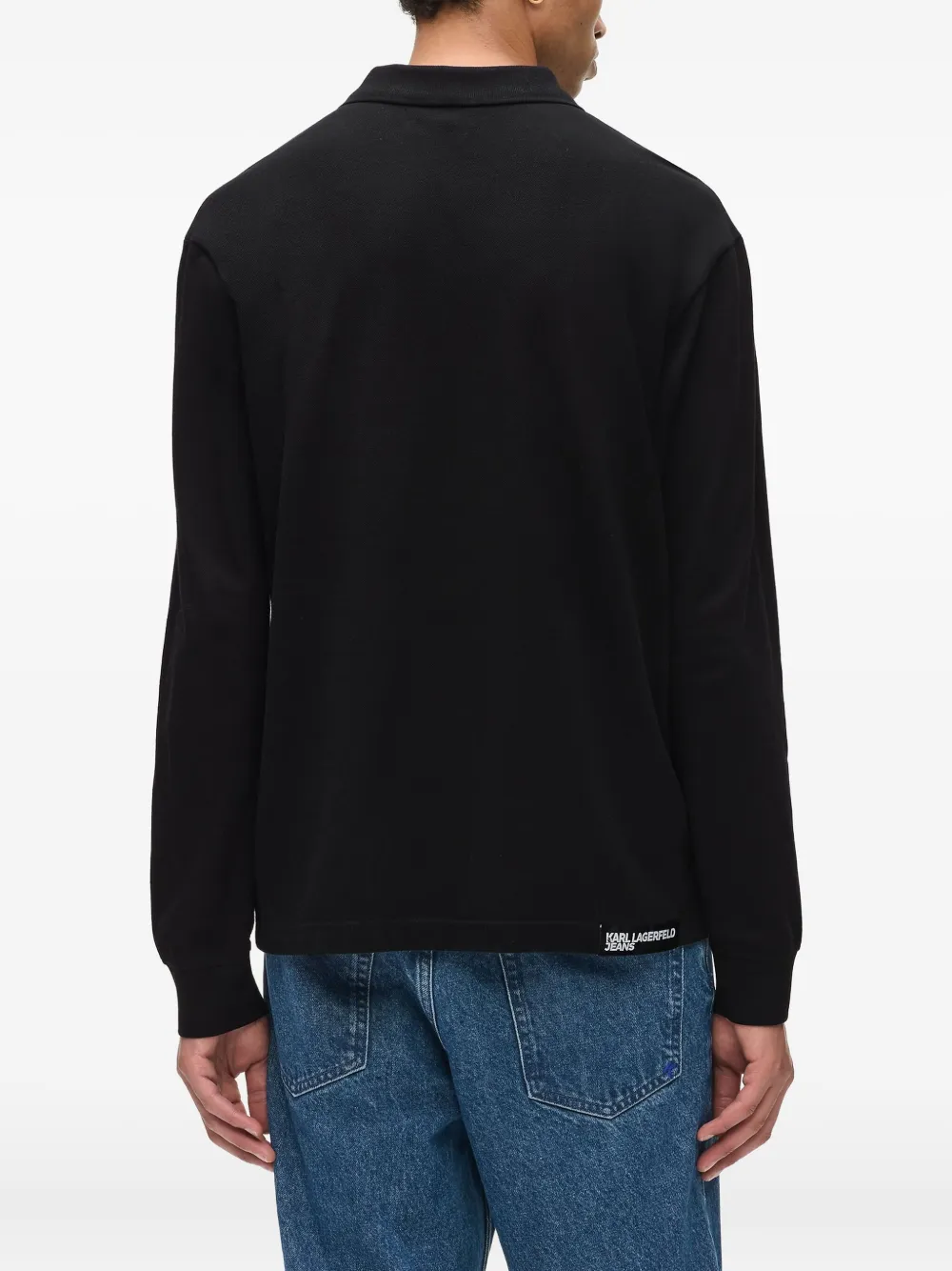 Karl Lagerfeld Jeans Piqué poloshirt met lange mouwen Zwart