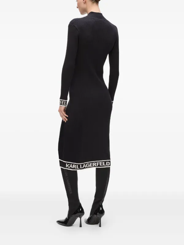 karl lagerfeld knit dress Ribbed Midi | Black eoy2024
