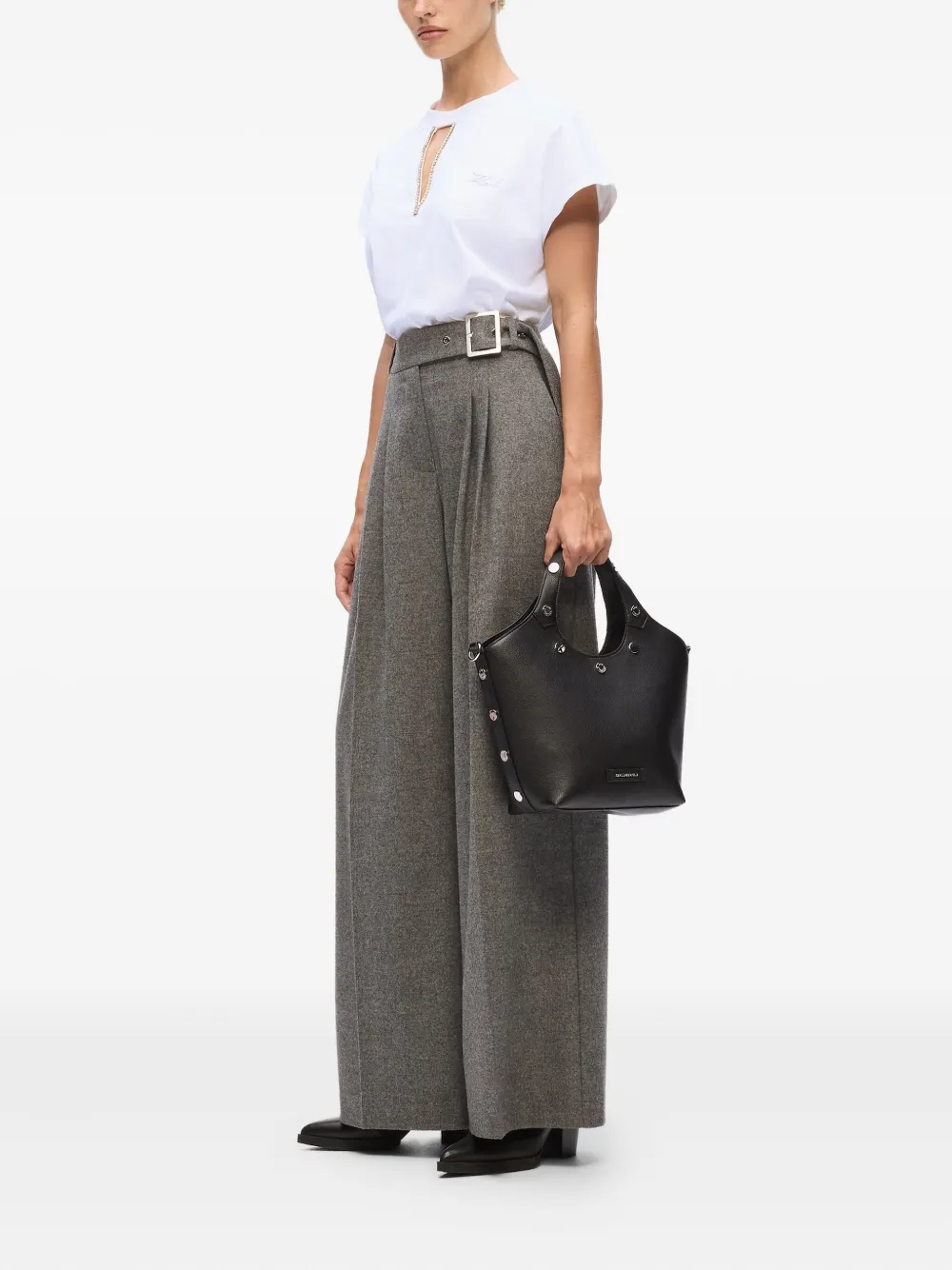 Karl Lagerfeld T-shirt verfraaid met keyhole hals Wit