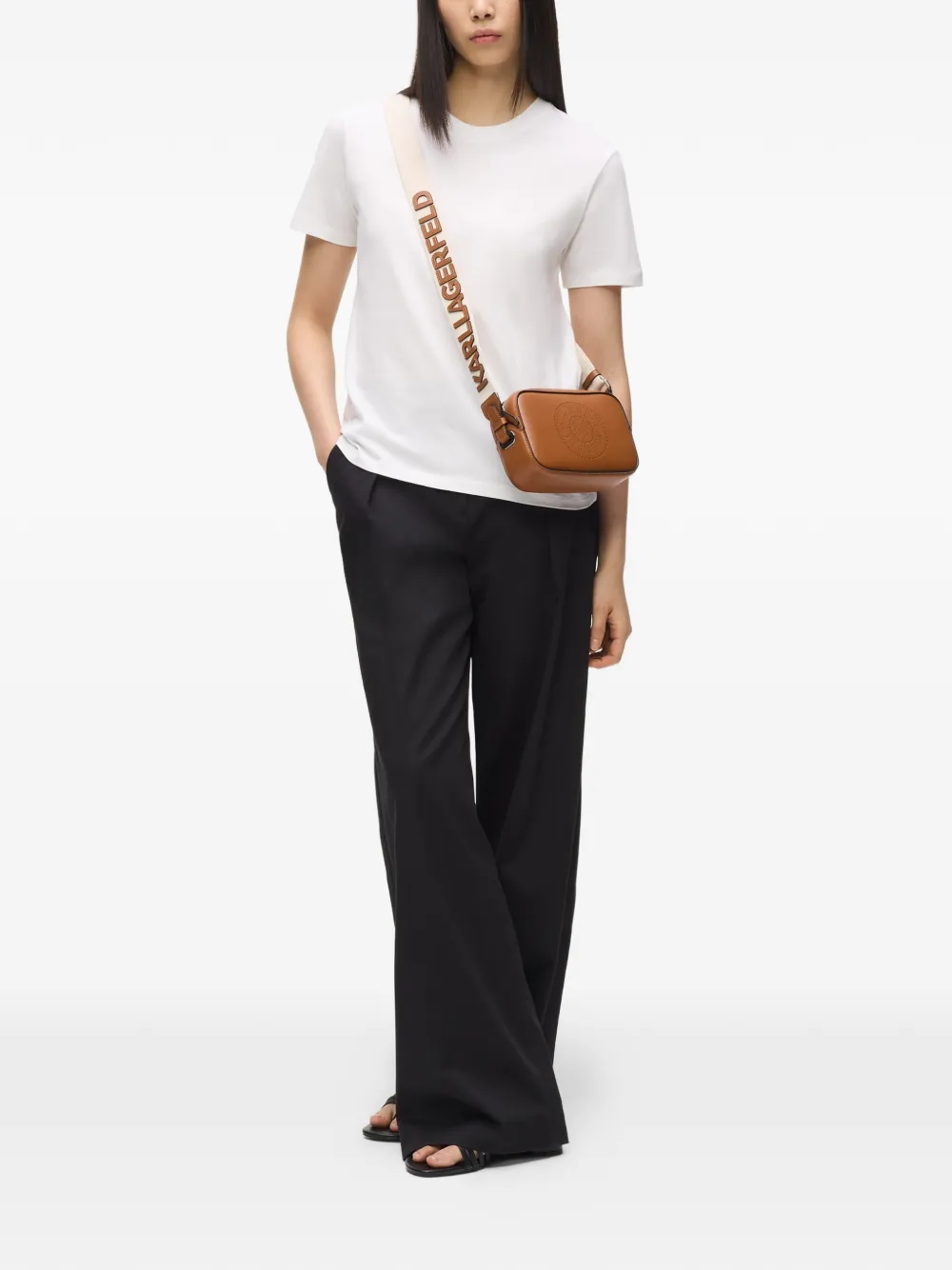  Karl Lagerfeld K/circle Leather Cross Body Bag - Brown 