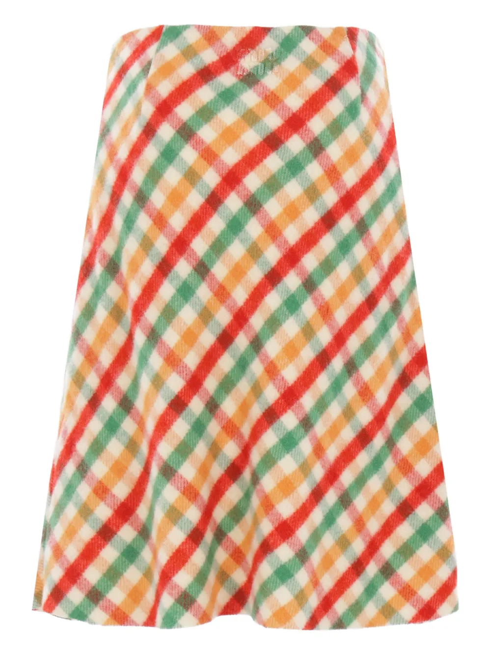Miu Miu Geruite rok van wolblend - Groen
