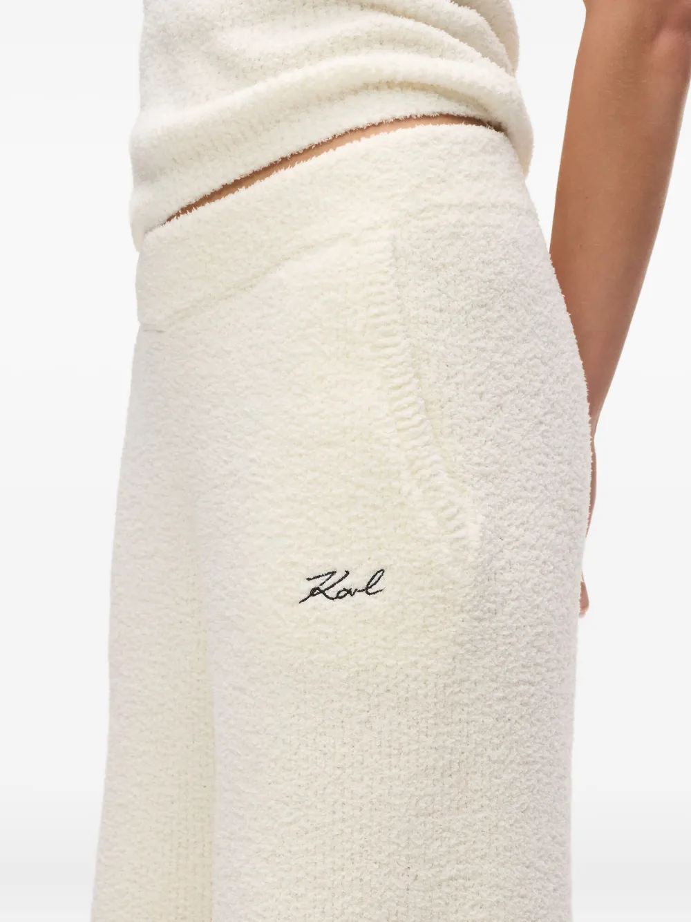 Karl Lagerfeld Signature fleece lounge broek Beige