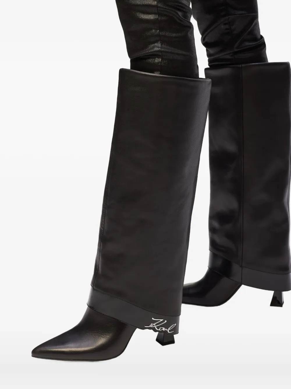 Karl Lagerfeld 90 mm Debut Fold-Down knielaarzen Zwart