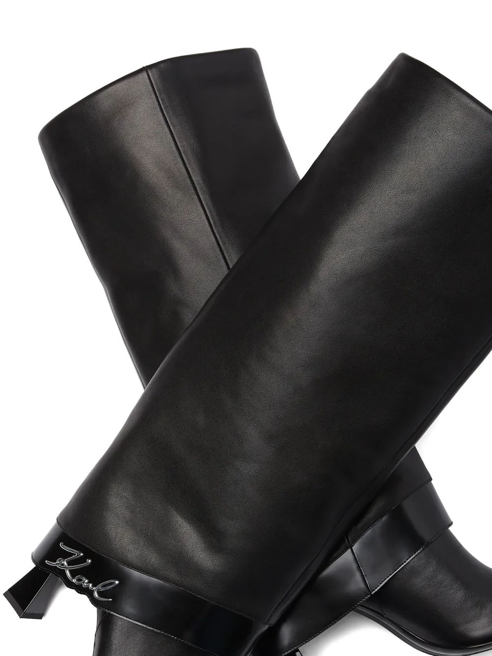 Karl Lagerfeld 90 mm Debut Fold-Down knielaarzen Zwart