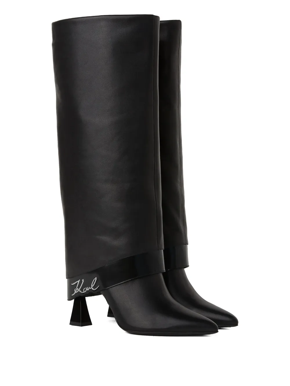 Karl Lagerfeld 90 mm Debut Fold-Down knielaarzen Zwart