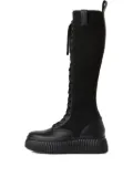 Karl Lagerfeld lace-up ribbed-knit boots - Black