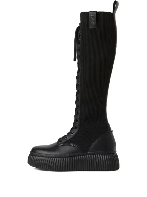 Karl Lagerfeld lace-up ribbed-knit boots