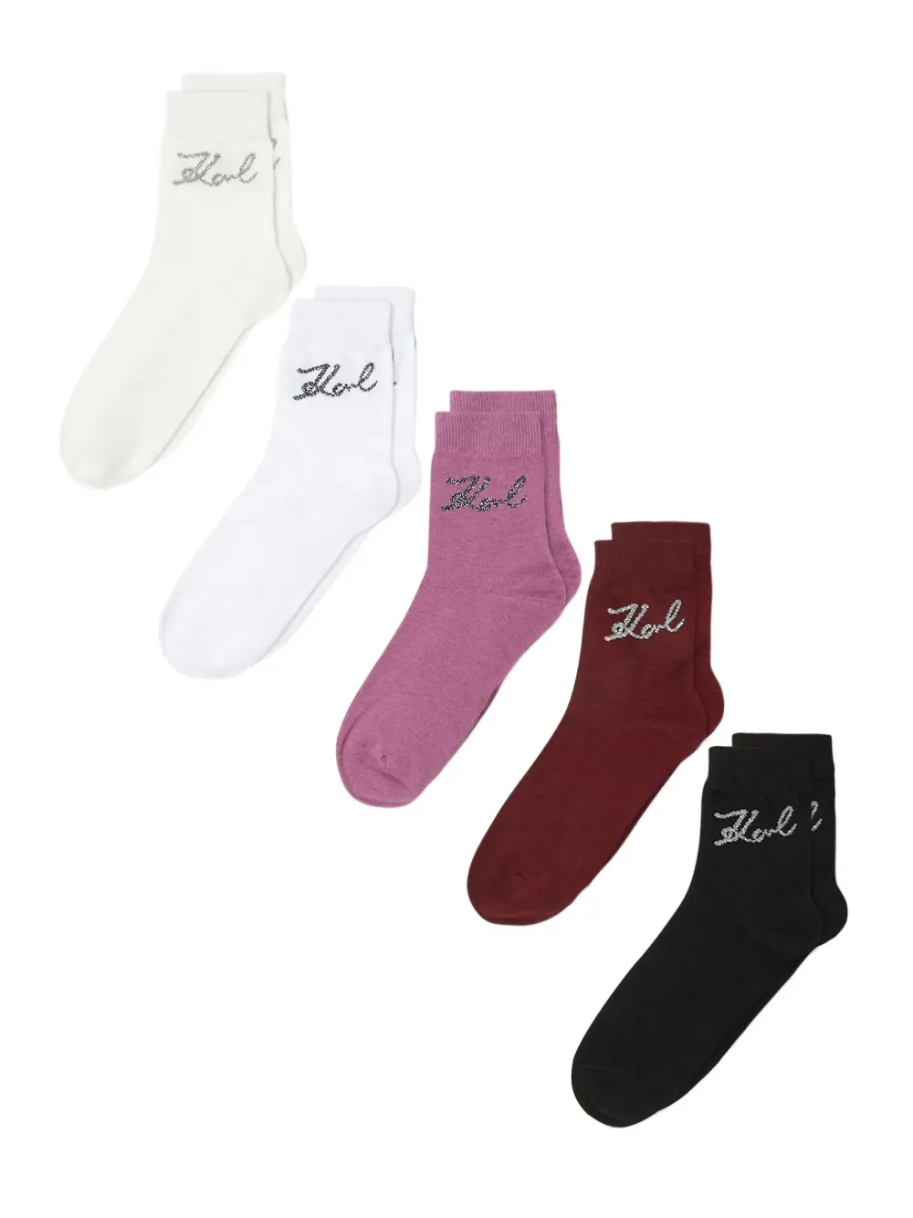 Karl Lagerfeld Drie paar sokken met geborduurd logo Wit