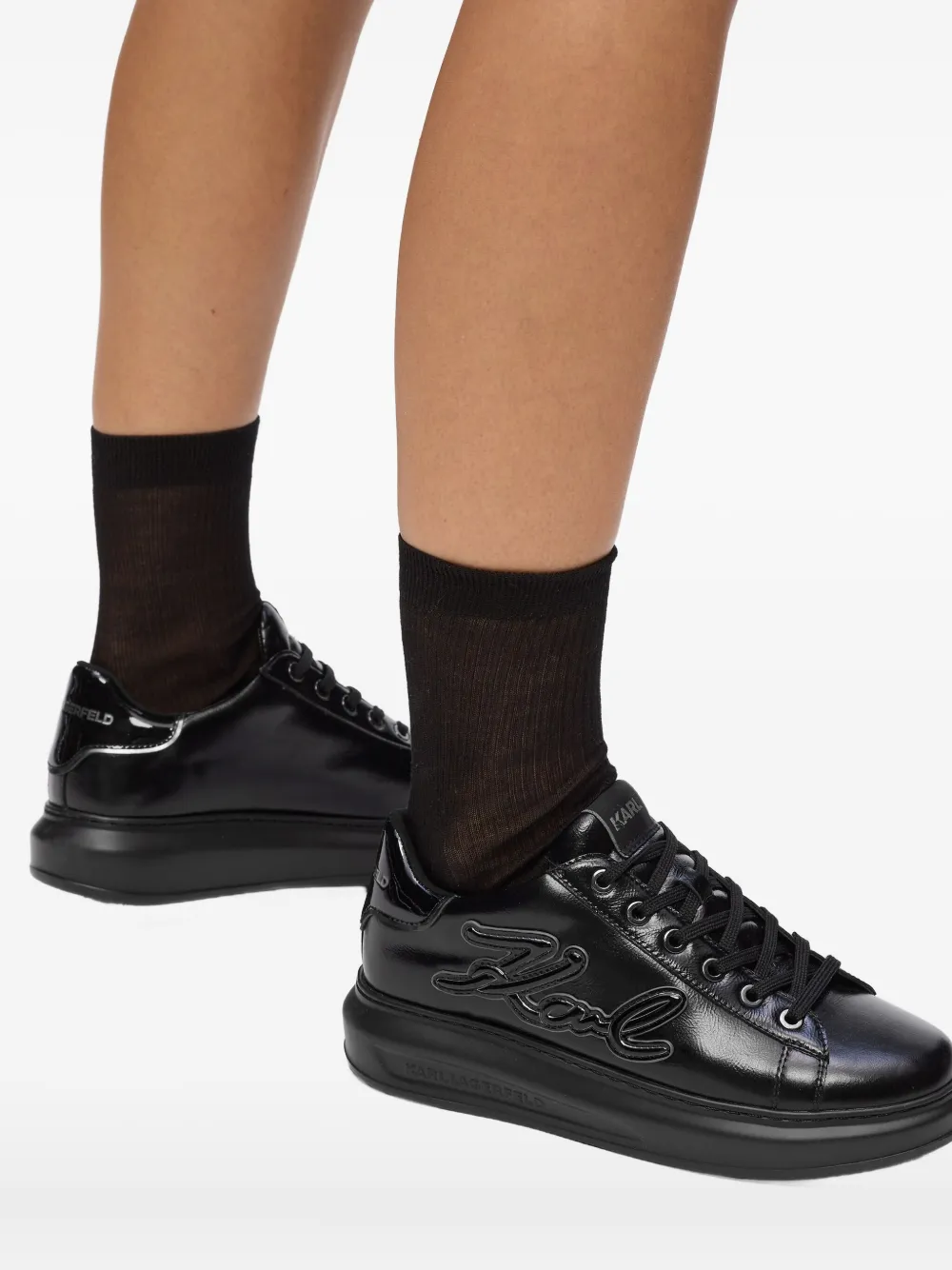 Karl Lagerfeld Sneakers met logo-reliëf Zwart